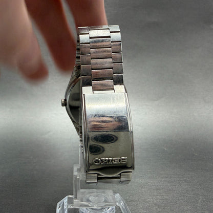 Seiko Chronos Watch Men 33mm White Dial Silver Tone Daydate 5H23-7D40 New Batt7