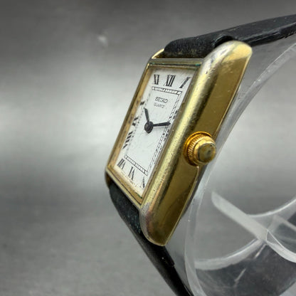 Seiko Tank Watch Women 19mm White Dial Gold Tone Rectangle 4700-3009 PARTS3