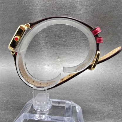 Coach Watch Women 22mm Red Dial Gold Tone Square 14504226 Leather New Battery6