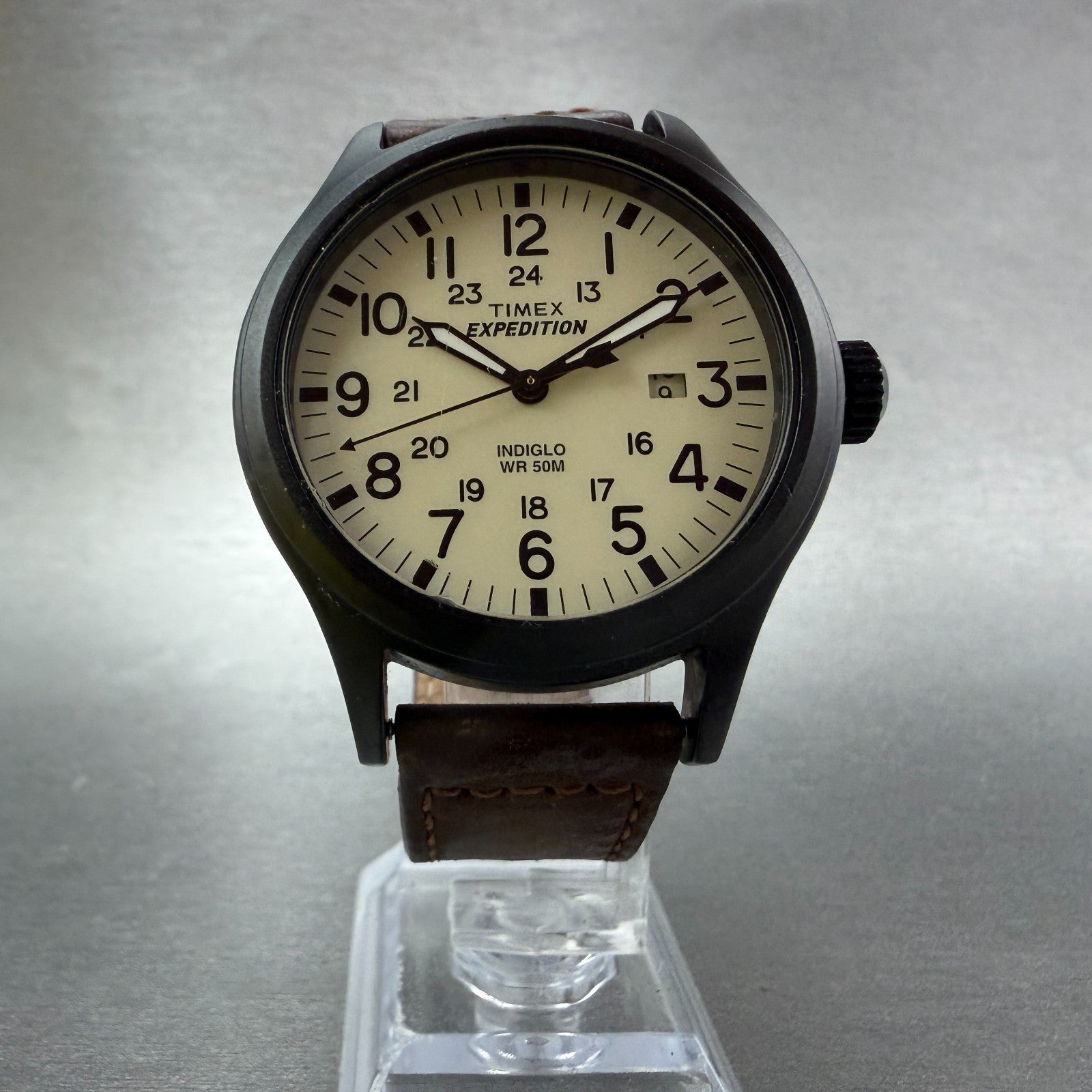 Timex Expedition Scout Watch Men 43mm White Dial Steel Date T49963 New Battery5