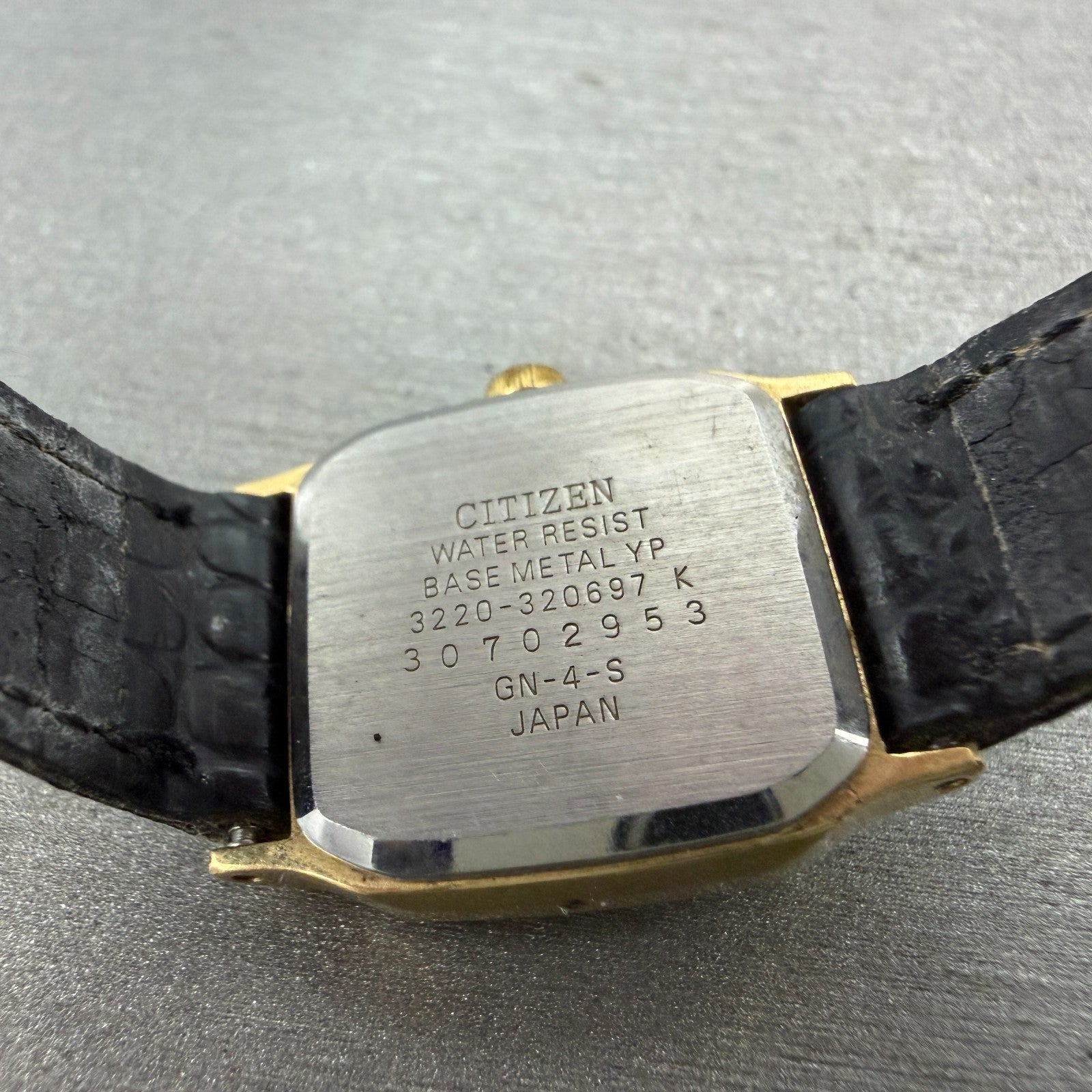 Citizen CQ Tank Watch Women 20mm Champagne Dial Gold Tone 3220-320697 NewBatt 609