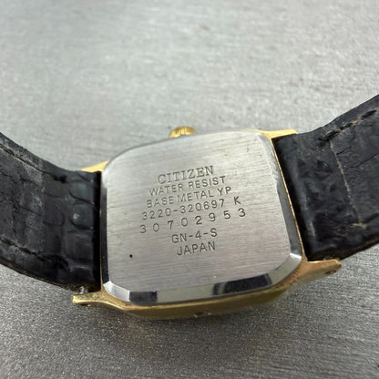 Citizen CQ Tank Watch Women 20mm Champagne Dial Gold Tone 3220-320697 NewBatt 609