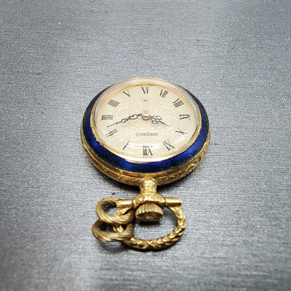 Seiko Pendent Watch Women 23mm Champagne Dial Gold & Blue Tone Manual Runs4