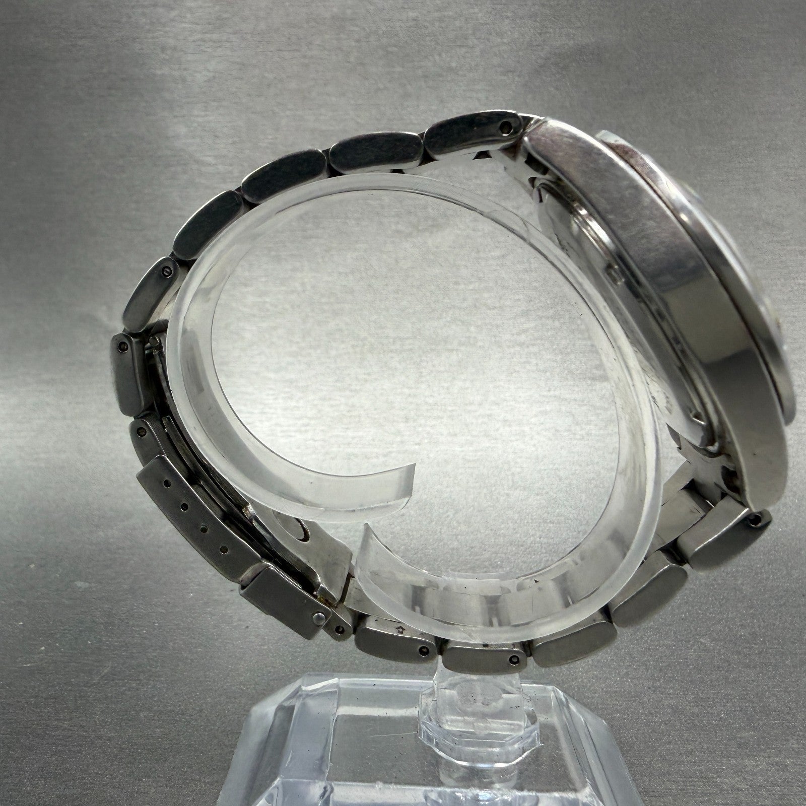 Technos Chronograph Watch Men 40mm Black Dial Silver Tone TGM615 New Battery8