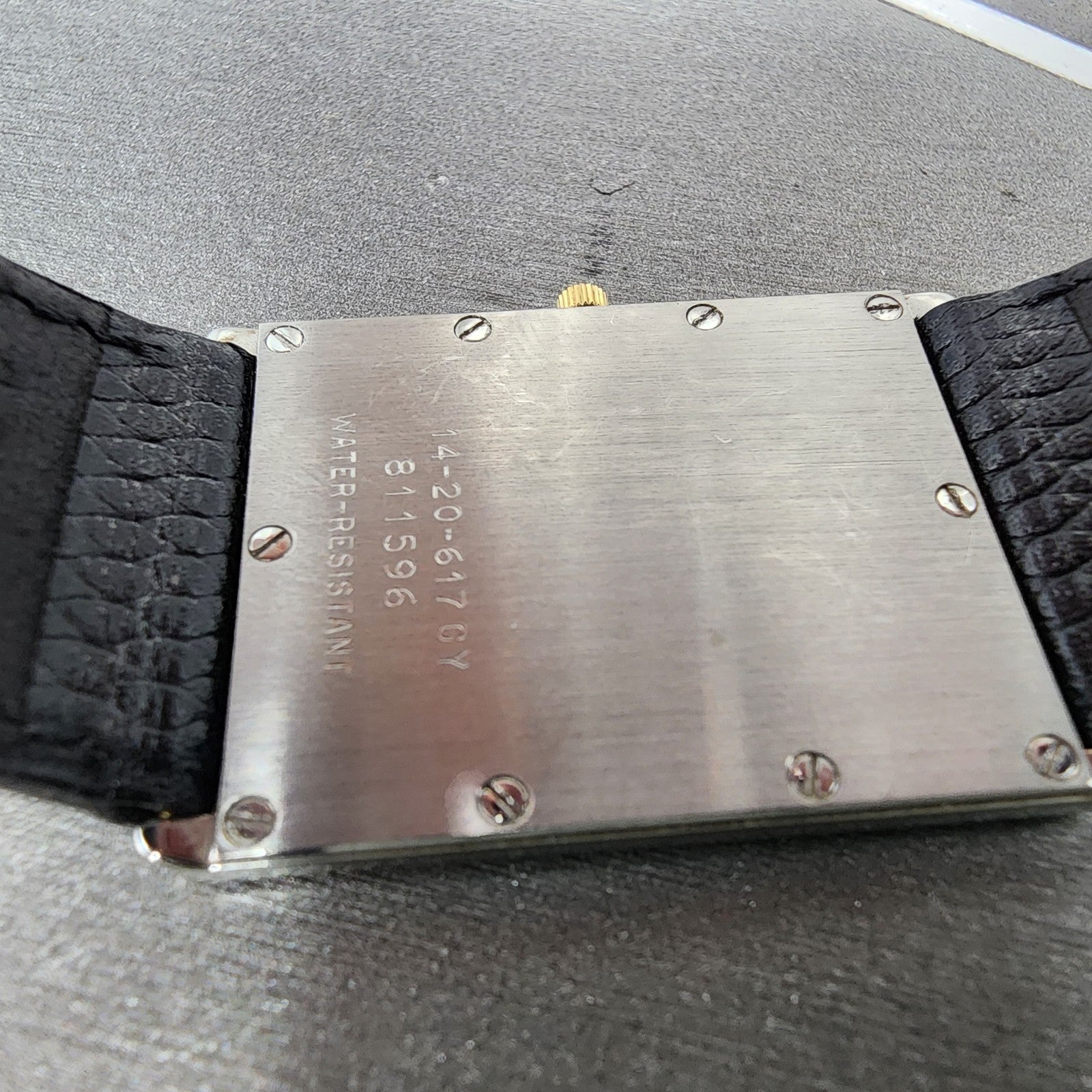 Concord Delirium Tank Watch Men 25mm Gold Dial Steel Rectangle New Battery9
