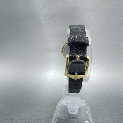 Seiko Watch Women 26mm Black Dial Gold Tone Round V7006091 New Battery B12347