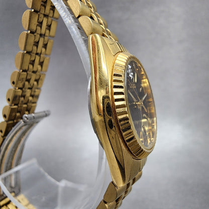 Seiko Watch Women 24mm Black Tone Gold Tone Daydate Round 7N830041 New Battery3