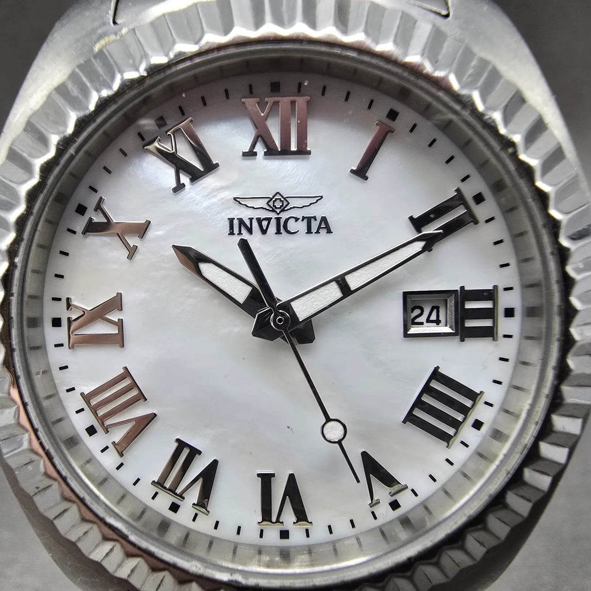 Invicta Angel Watch Women 40mm MOP Dial Silver Date Round 20315 New Battery1