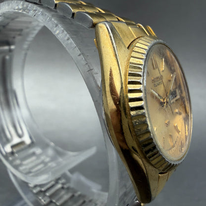 Seiko SQ Watch Women 24mm Champagne Dial Gold Tone Daydate 2a23-0030 READ NewBat3