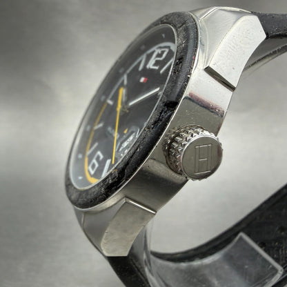 Tommy Hilfiger Watch Men 43mm Black Dial Steel Date Round New battery2