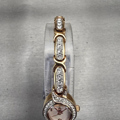 Bulova Watch Women 17mm MOP Dial Gold Tone Gemmed Oval 98L200 New Battery AD4
