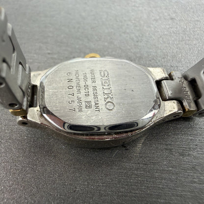 Seiko Watch Women 16mm White Dial Two Tone Oval VTG 1N010CT0 New Battery9