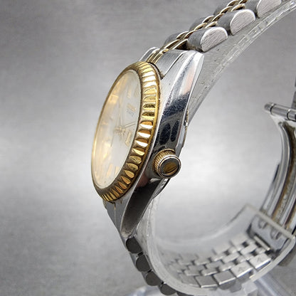Seiko Watch Women 24mm White Dial Two Tone Daydate Round 7N830041 New Batt VTG2