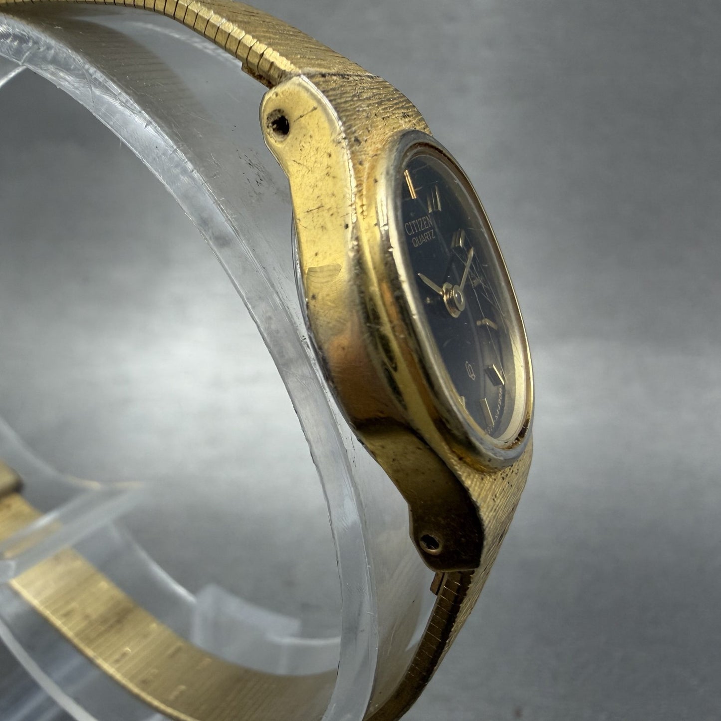 Citizen CQ Watch Women 16mm Black Dial Gold Tone 5920S49615 New Battery VTG3