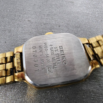 VTG Seiko Watch Women 17mm Cream Dial Gold Tone Octagon V4005608 New Battery9