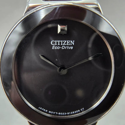 Citizen Eco-Drive Watch Women 23mm Black Dial Silver Round B023-S089824 Runs1
