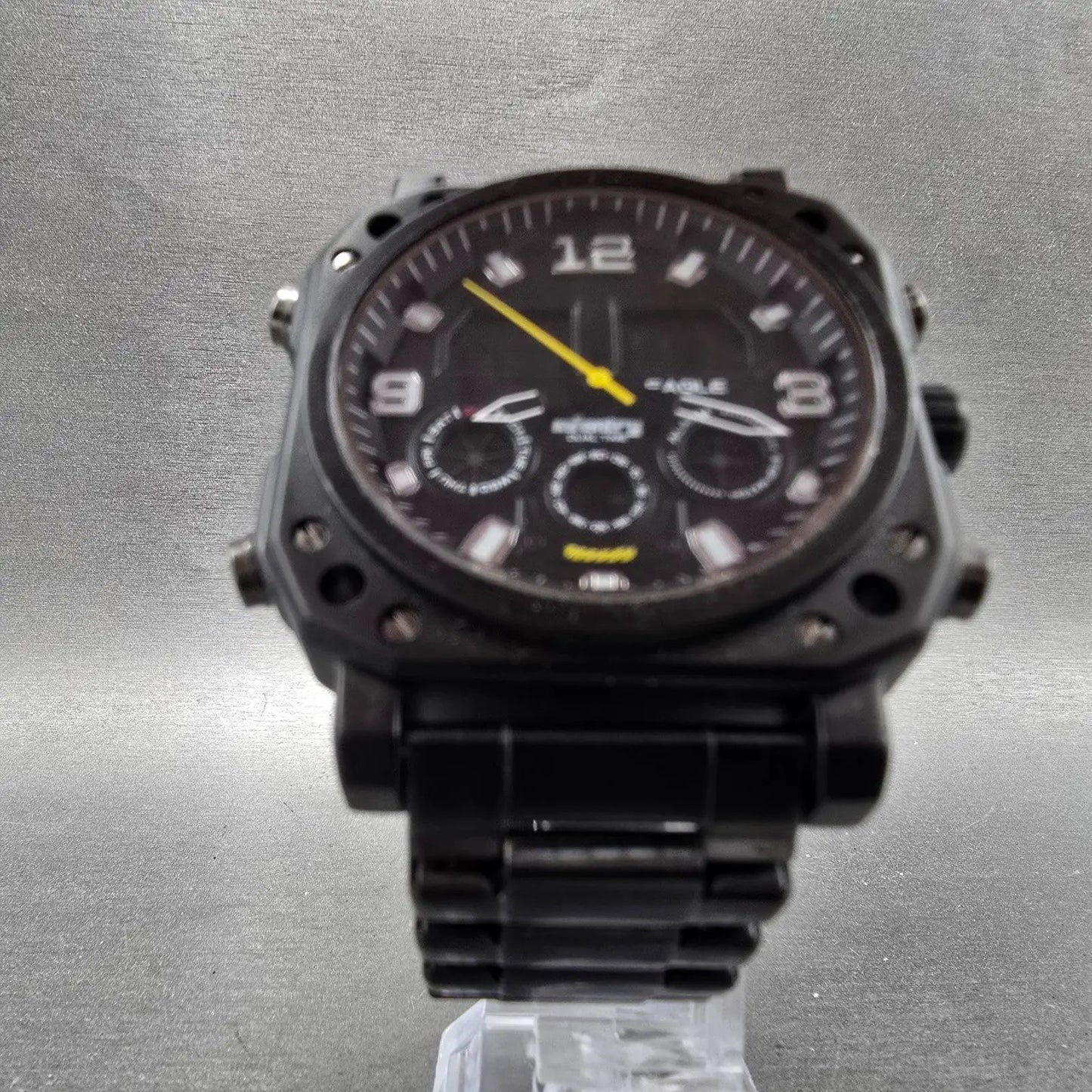 Infantry Eagle Watch Men 46mm Black Dial Black Alarm Chronograph Octagon New Bat5