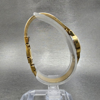 Seiko Watch Women 17mm Gold Dial Gold Tone Oval 14008339 New Battery9