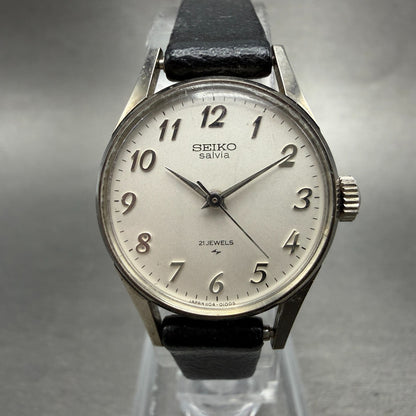 Seiko Watch Women 23mm White Dial Silver Tone Manual Wind 1104-0031 Runs NHJ0