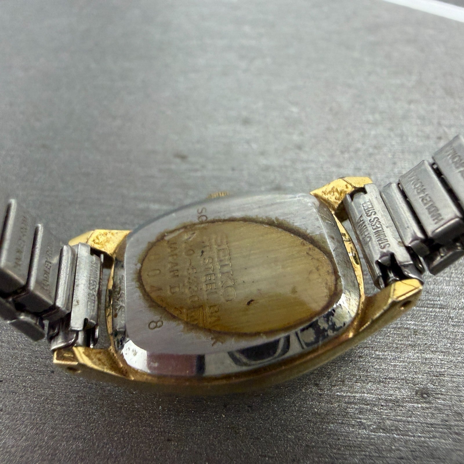 Seiko Watch Women 17mm Silver Dial Two Tone Oval 5420-5330 New Battery Vintage9