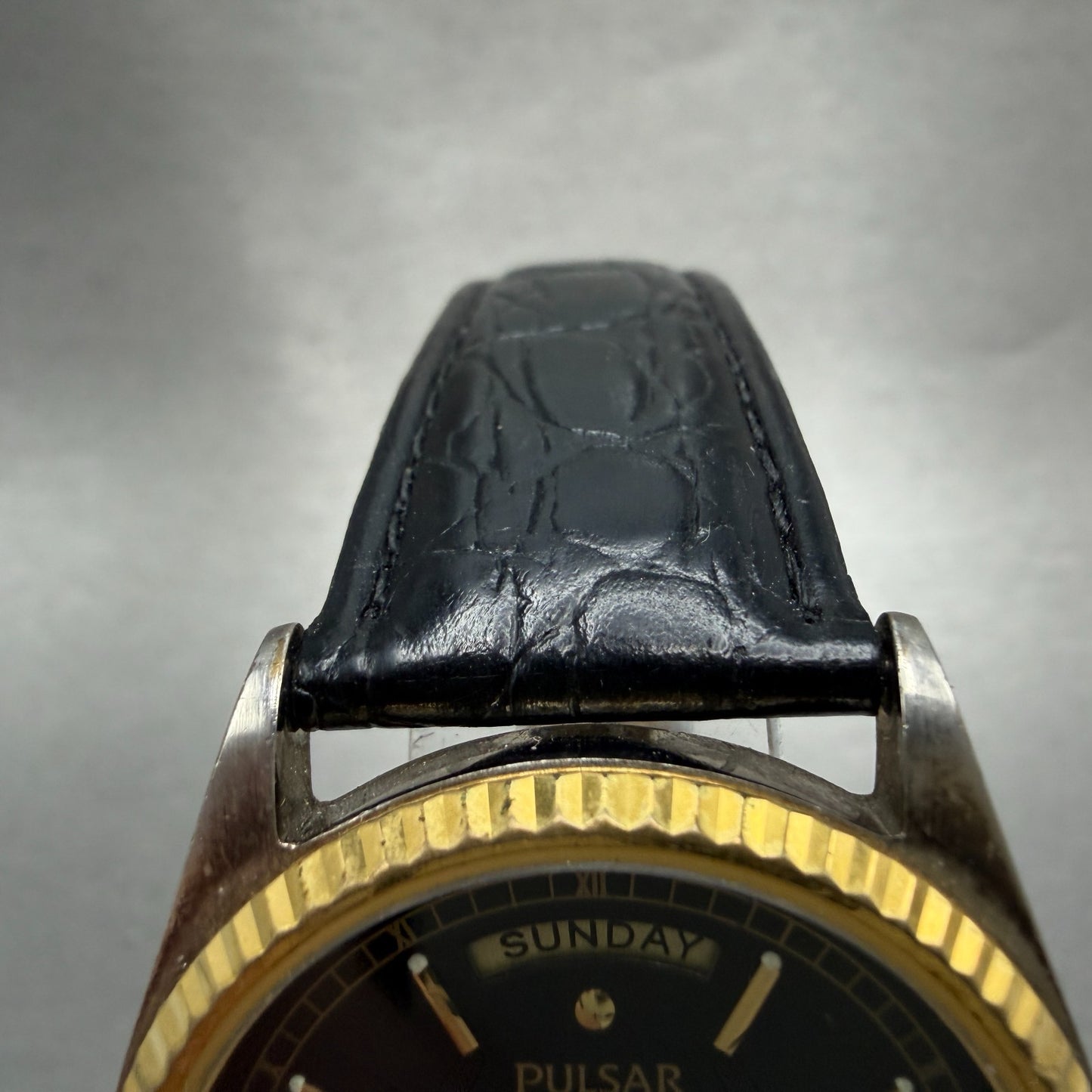 Pulsar President Watch Men 35mm Black Dial Two Tone Daydate V544-8A40 NewBattery4