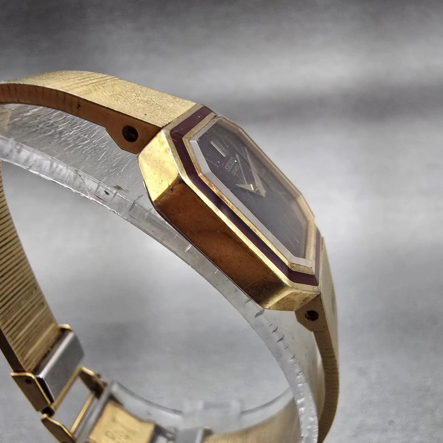 Seiko Watch Women 20mm Brown Dial Two Tone Octagon 2320-588A Vintage New Battery3