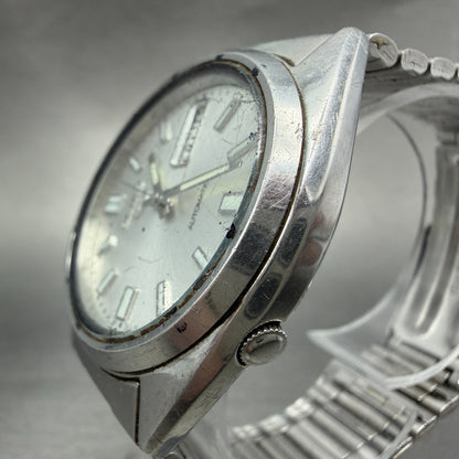 Seiko 5 Automatic Watch Men 37mm Silver Dial Silver Tone Daydate 7S26-3040 PARTS3