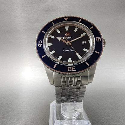 Rado Captain Cook Dive Watch Men 41mm Blue Dial Steel Date Automatic Custom Runs5