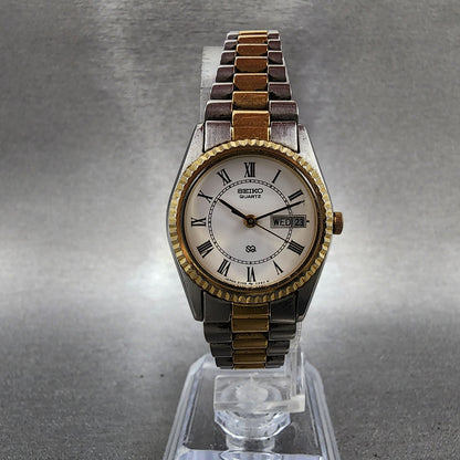 Seiko SQ Watch Women 24mm White Dial Two Tone Daydate 3y030160 New Battery5