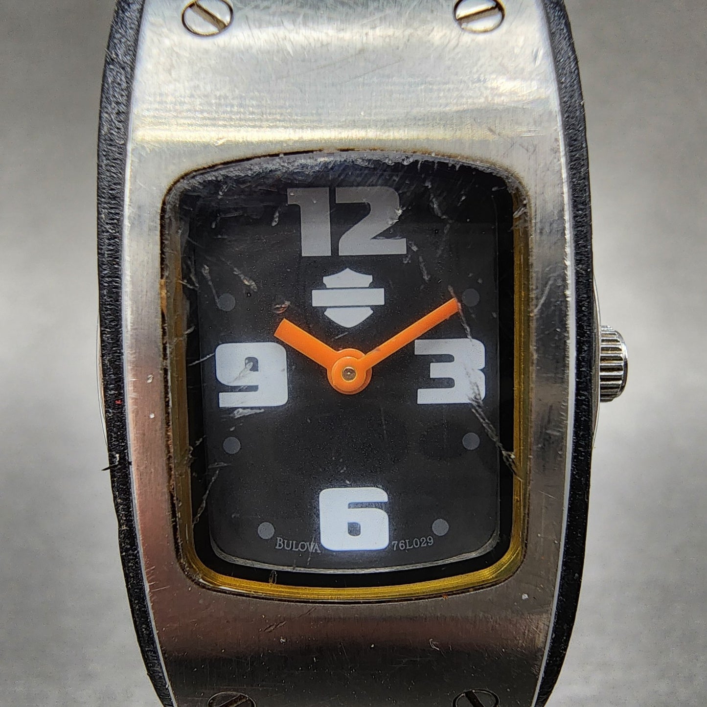 Bulova Harley Davidson Tank Watch Women 22mm Black Dial Steel 76L029 New Batt1