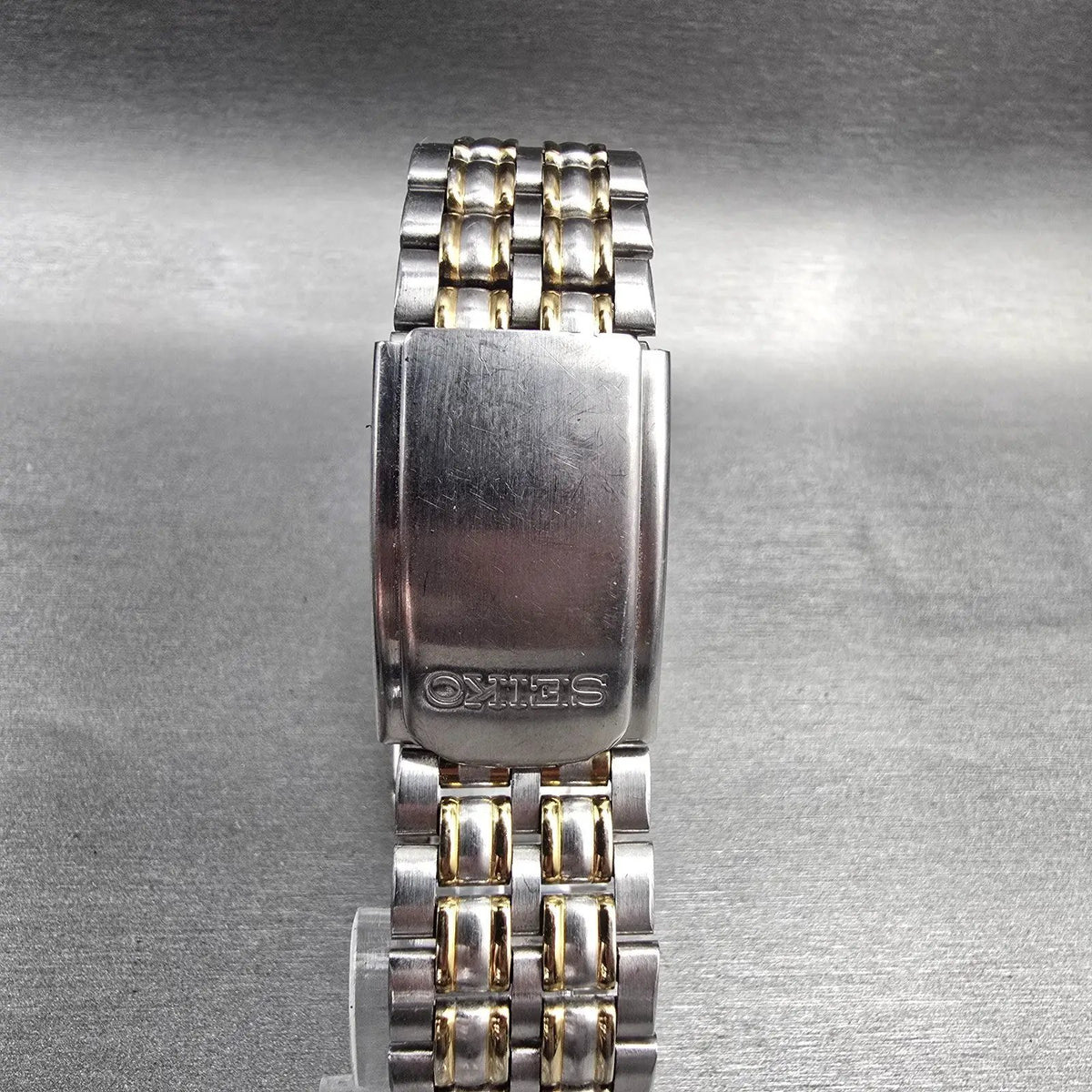 Seiko Tank Watch Men 28mm Gray Dial Two Tone Daydate Rectangle 7N33-5A09 NewBat7