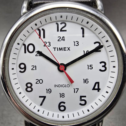 Timex Weekender Watch Men 38mm White Dial Silver Tone Round New Battery JWSD1