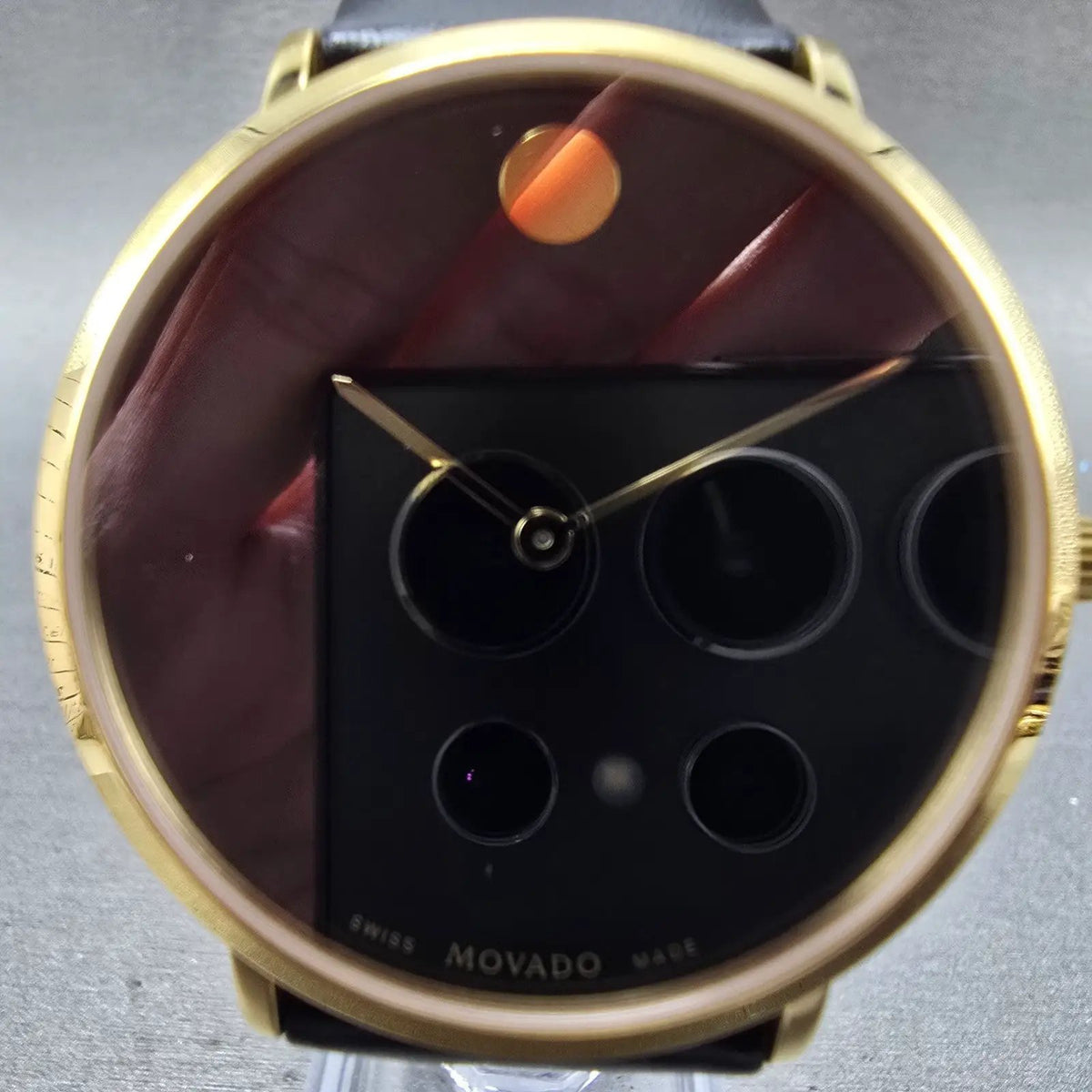 Movado Museum Watch Men 40mm Black Dial Gold 70th Anniversary 0607135 New Batt1