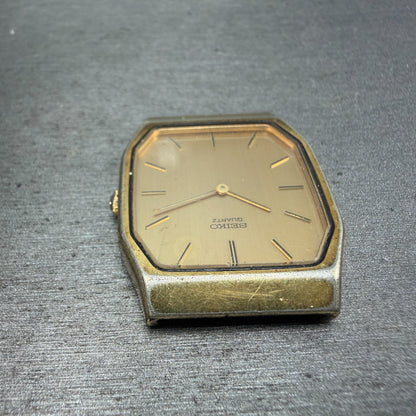 Seiko Tank Watch Men 28mm Champagne Dial Gold Tone Rectangle 7430-5089 PARTS5