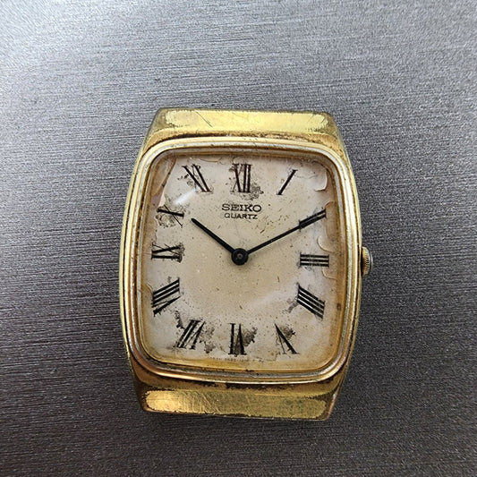 VTG Seiko Watch Men 28mm White Dial Gold Tone Rectangle 2620-5620 PARTS