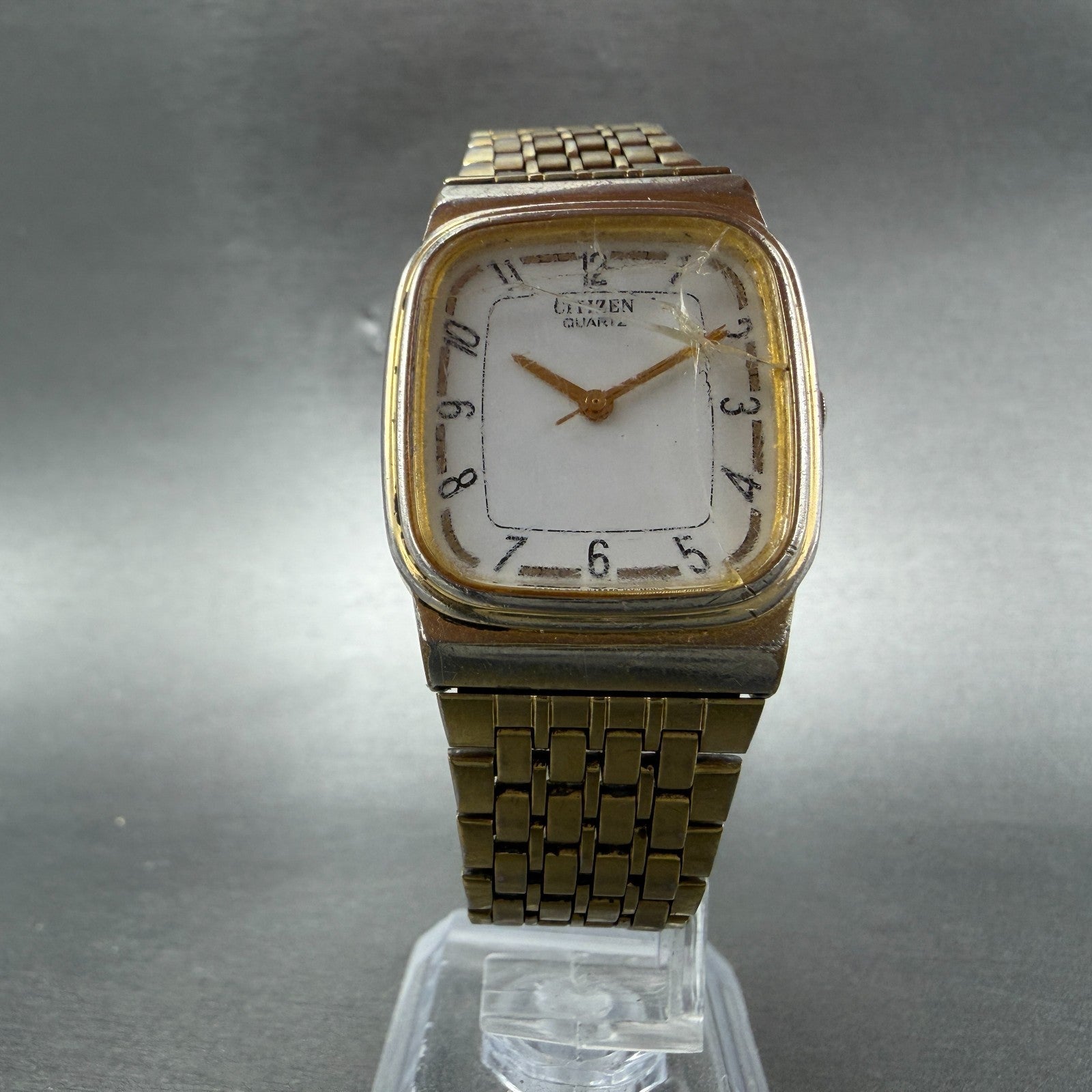Citizen Tank Watch Unisex 27mm White Dial Gold Tone Rectangle 6031-K03658 PARTS6