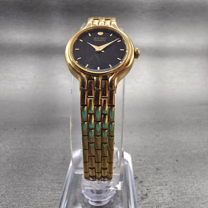 Seiko Watch Women 19mm Black Dial Gold Tone Round 1N00-0B29 New Battery Vintage5