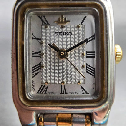 Seiko Watch Women 18mm Silver Dial Silver Tone Rectangle V401-5510 New Battery1