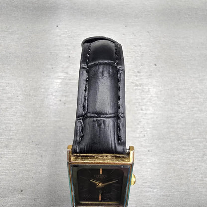 Citizen CQ Watch Men 20mm Black Dial Gold Tone Rectangle 4-101201 New Battery4