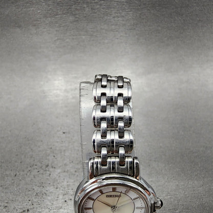 Seiko Watch Women 23mm MOP Dial Silver Tone Round 1f210m00 New Battery4