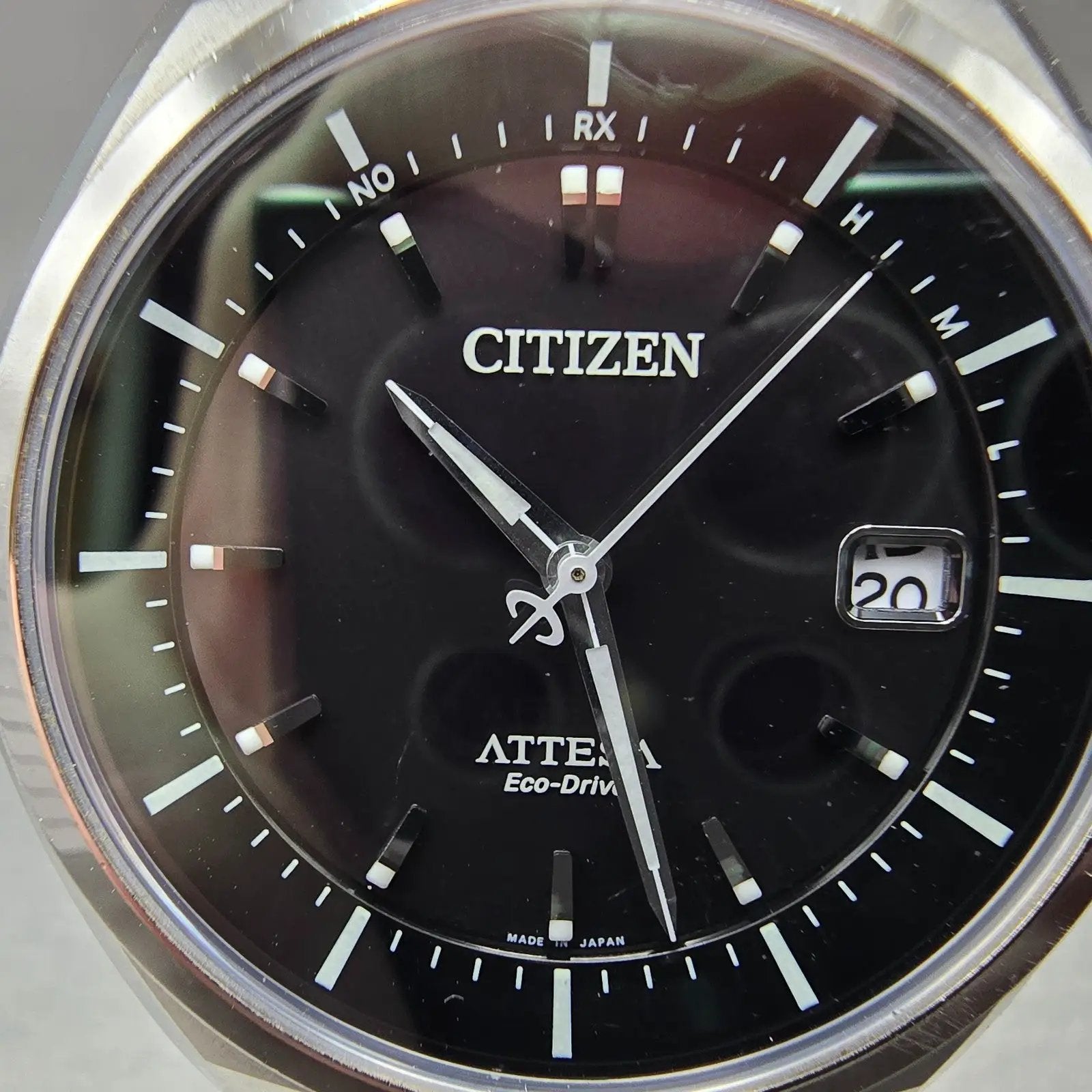 Citizen Attesa Eco-Drive Watch Men 42mm Black Dial Titanium Date Round PARTS2