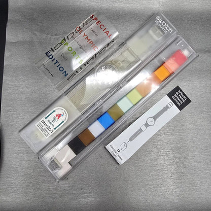 Swatch Olympic Sport Edition Watch Men 34mm Transparent GK209ST New Battery NOS15