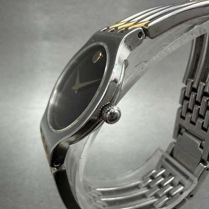 Movado Esperanza Watch Women 23mm Black Dial Two Tone Round 84A11821 New Batt A12