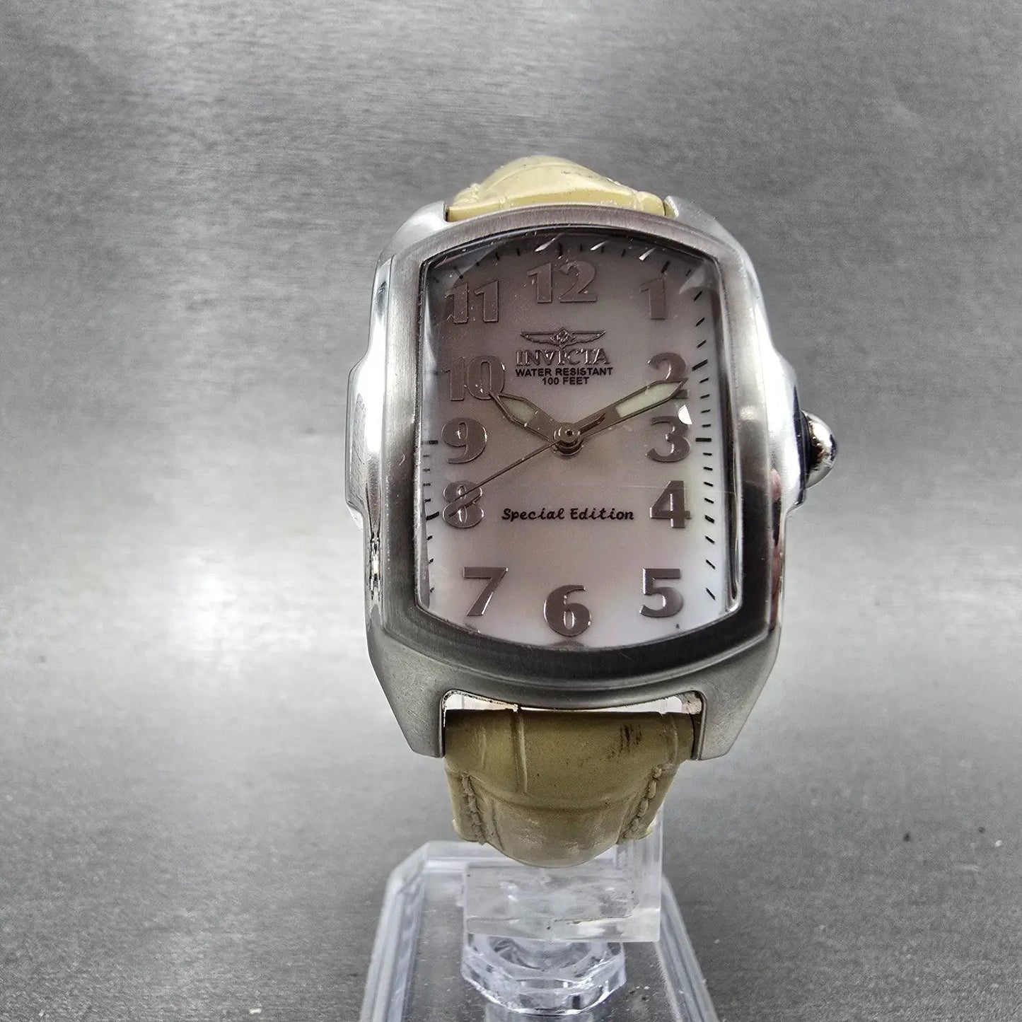 Invicta Lupha Watch Women 29mm MOP Dial Silver Tone Rectangle 0441 New BatteryKL5