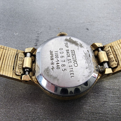 Seiko Watch Women 22mm Champagne Dial Gold Tone Manual Wind 11001440 Runs9