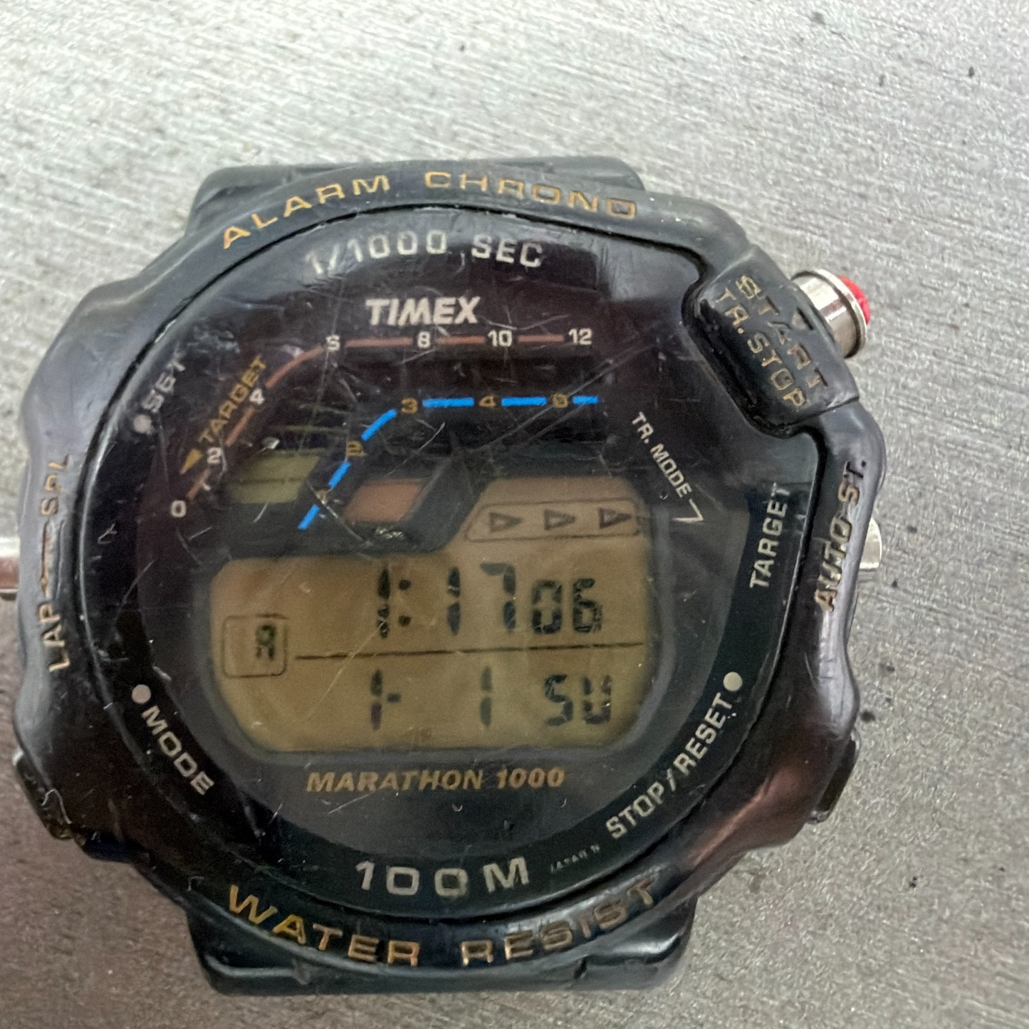 Timex Marathon 1000 Watch Men 44mm Digital Black Tone Alarm Chrono New Battery1