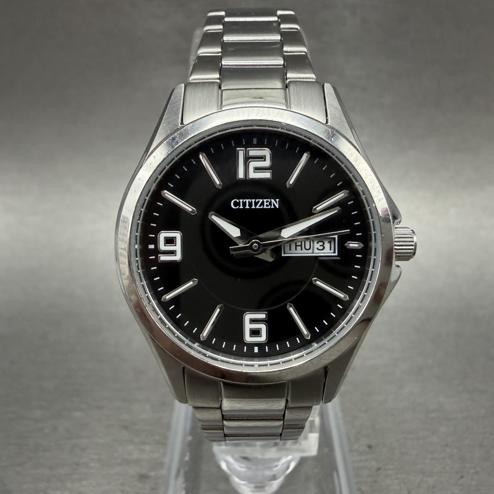 Citizen Watch Women 28mm Black Dial Silver Tone Daydate 1002S097797 New Battery0