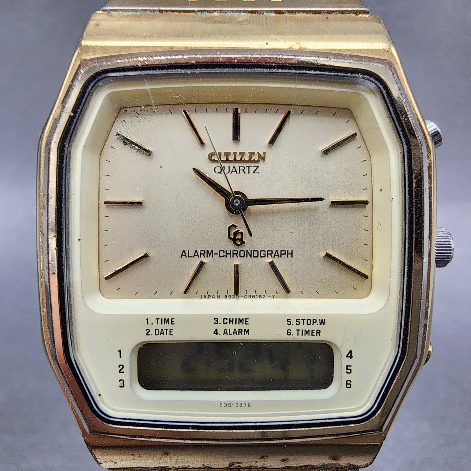 Citizen Analog Digital Watch Men 33mm Champagne Dial Gold Tone READ New Battery1
