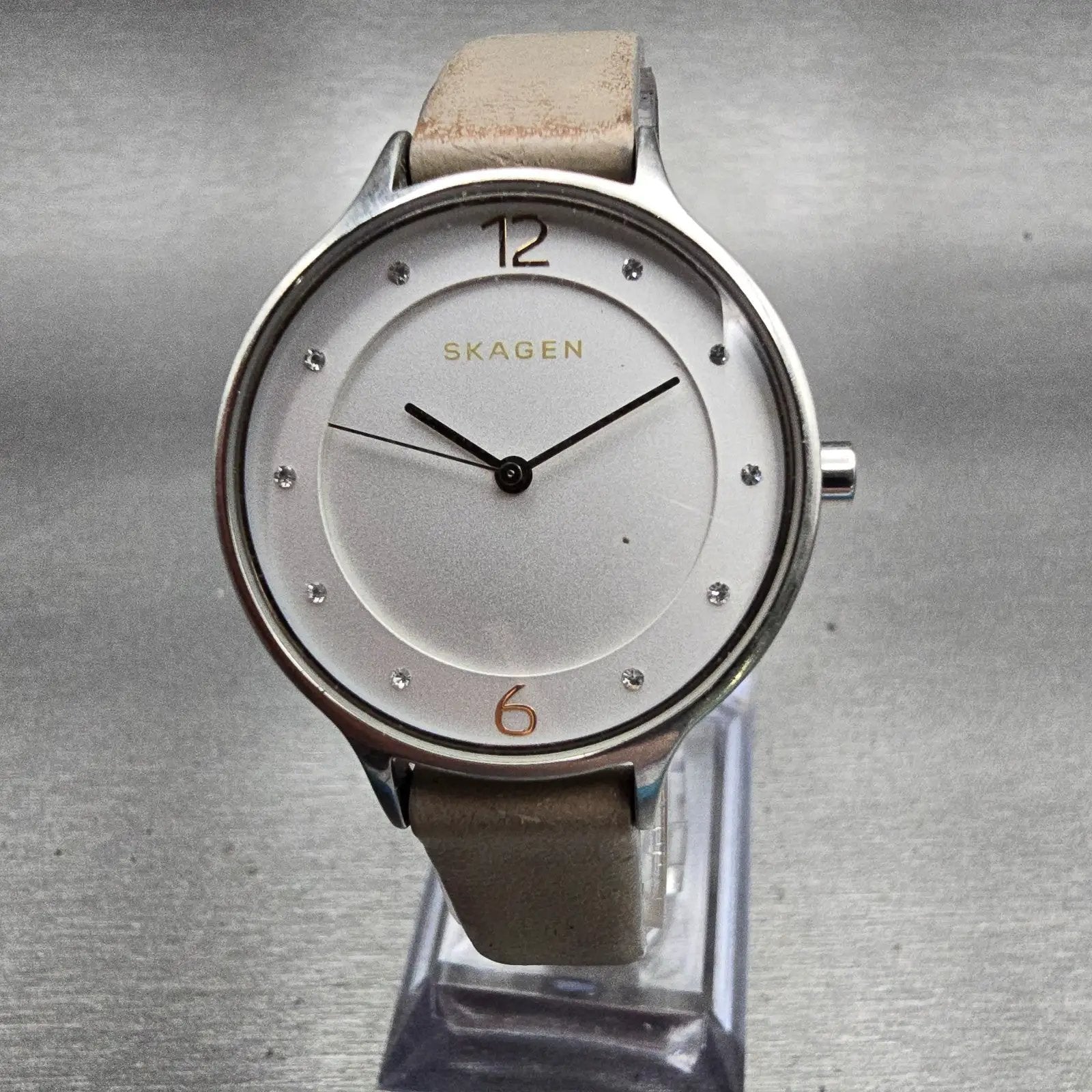 Skagen Anita Watch Women 30mm White Dial Silver Tone Round SKW2648 New Battery0