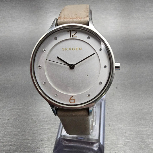 Skagen Anita Watch Women 30mm White Dial Silver Tone Round SKW2648 New Battery0